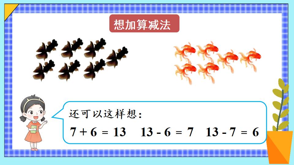 一年级下册数学资料《十几减7、6 》PPT课件（2024年）共21页