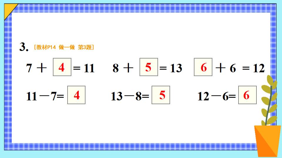 一年级下册数学资料《十几减7、6 》PPT课件（2024年）共21页