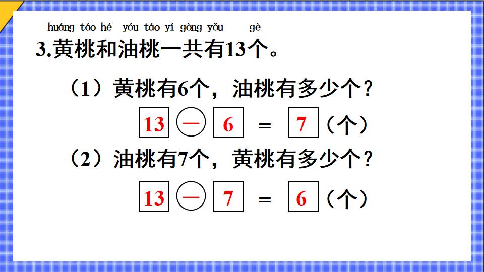 一年级下册数学资料《十几减7、6 》PPT课件（2024年）共21页