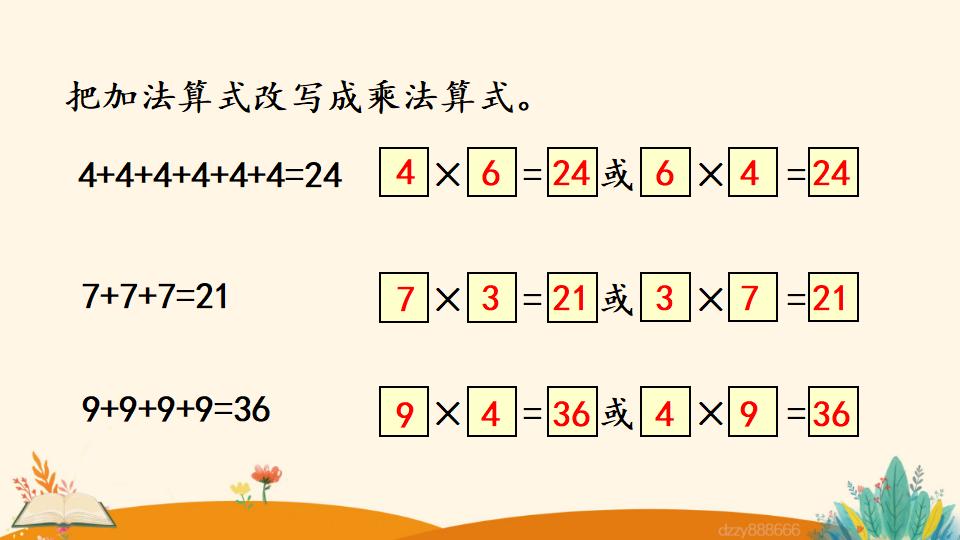 二年级上册数学资料《认识乘法》PPT课件（2024年）共25页