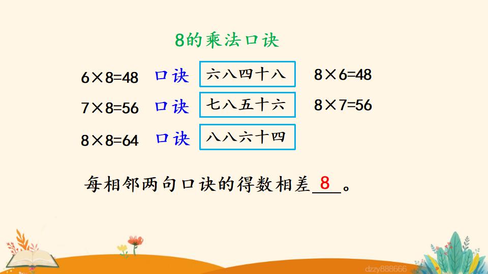 二年级上册数学资料《8的乘法口诀》PPT课件（2024年）共19页