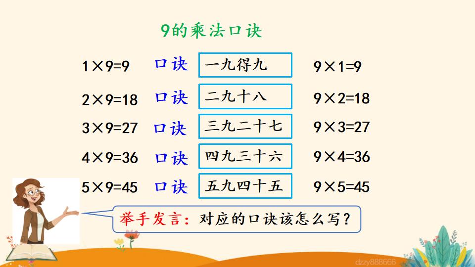 二年级上册数学资料《9的乘法口诀》PPT课件（2024年）共17页