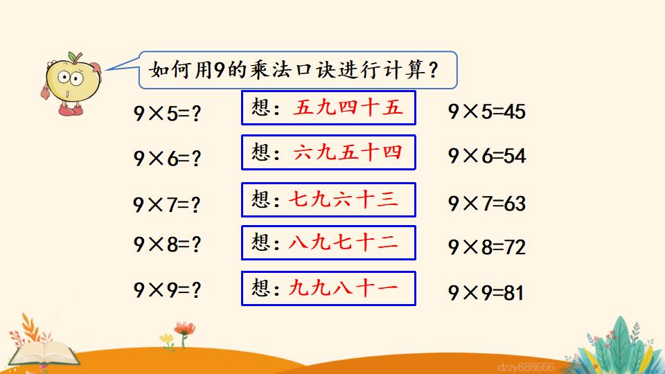 二年级上册数学资料《9的乘法口诀》PPT课件（2024年）共17页