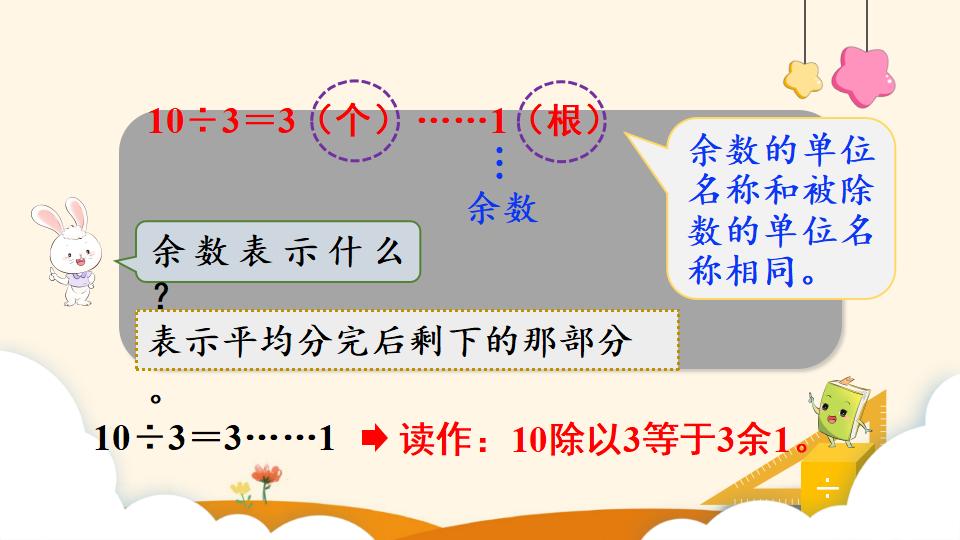 二年级下册数学资料《有余数除法的意义》PPT课件（2024年）共14页