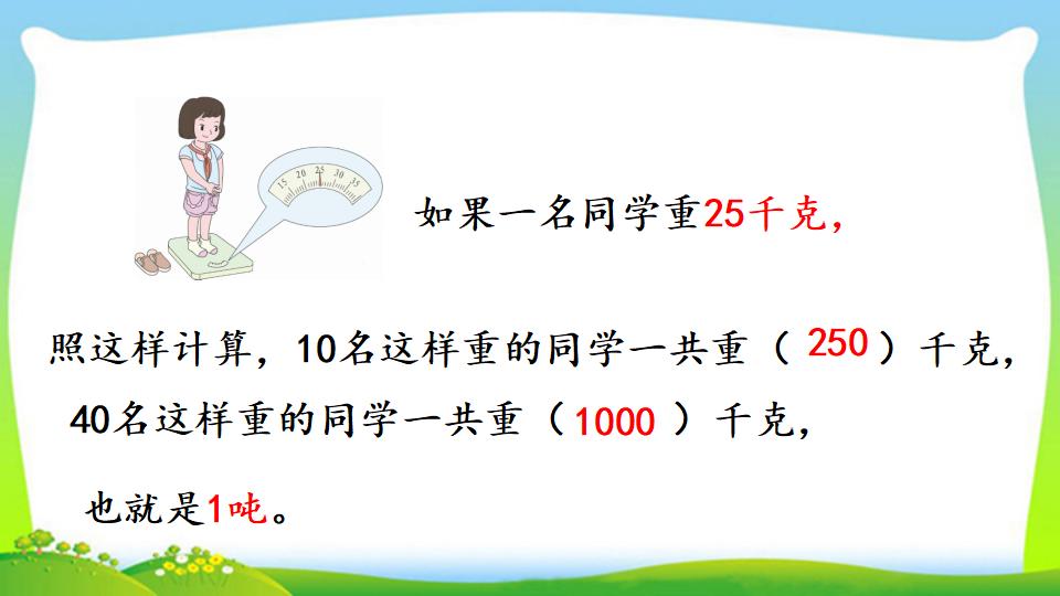 三年级上册数学资料《吨的认识，吨和千克的换算》PPT课件（2024年）共16页