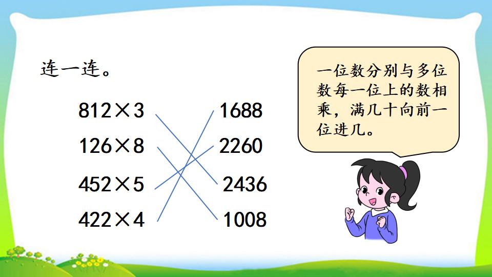 三年级上册数学资料《两、三位数乘一位数 （连续进位）的笔算》PPT课件（2024年）共14页