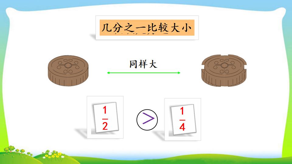 三年级上册数学资料《比较几分之一的大小》PPT课件（2024年）共15页