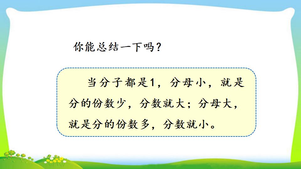 三年级上册数学资料《比较几分之一的大小》PPT课件（2024年）共15页