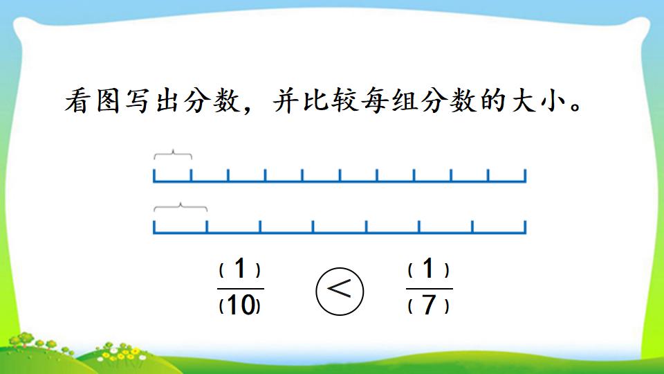 三年级上册数学资料《比较几分之一的大小》PPT课件（2024年）共15页