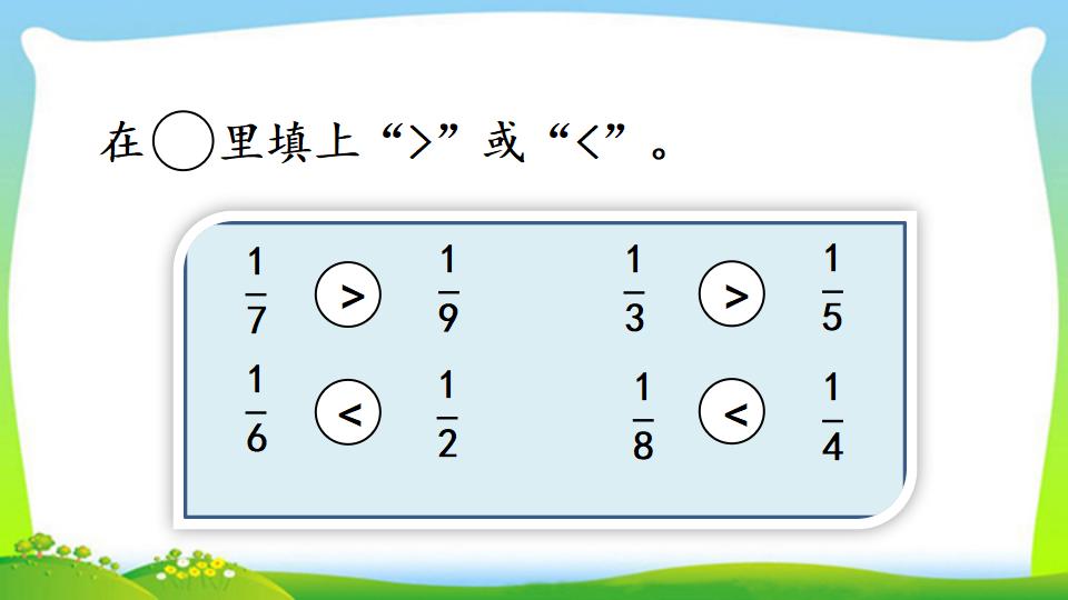 三年级上册数学资料《比较几分之一的大小》PPT课件（2024年）共15页