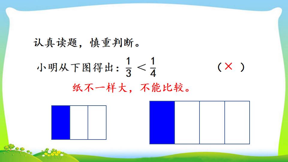 三年级上册数学资料《比较几分之一的大小》PPT课件（2024年）共15页