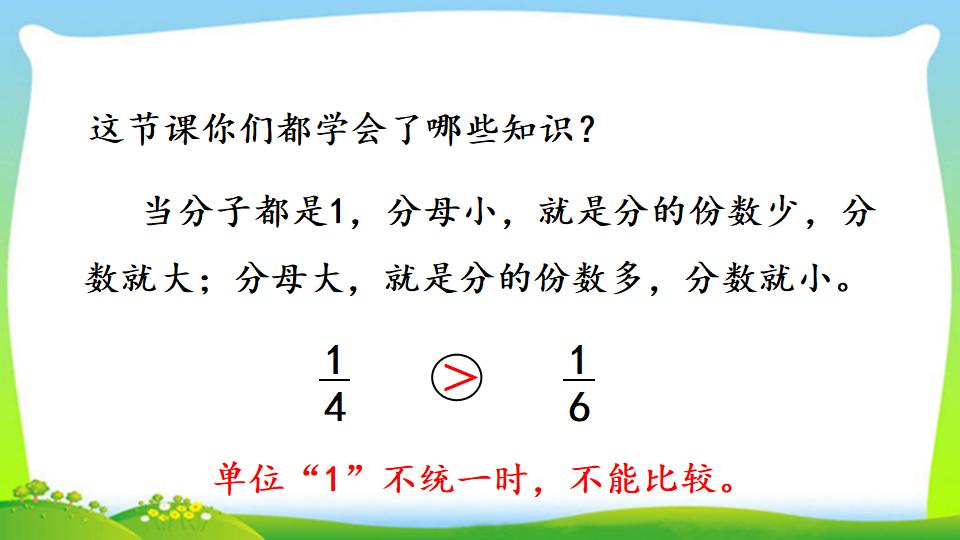 三年级上册数学资料《比较几分之一的大小》PPT课件（2024年）共15页