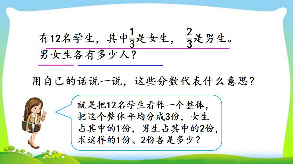 三年级上册数学资料《求一个数的几分之几是多少》PPT课件（2024年）共13页