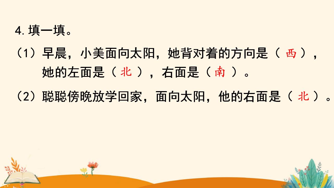 三年级下册数学资料《认识东、南、西、北》PPT课件（2024年）共13页