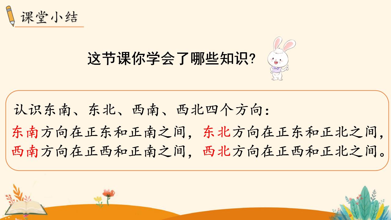 三年级下册数学资料《认识东南、东北、西南、西北》PPT课件（2024年）共16页