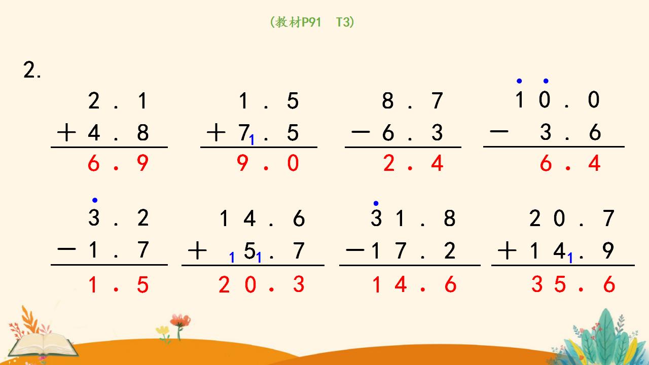 三年级下册数学资料《简单的小数加、减法》PPT课件（2024年人教版）共11页