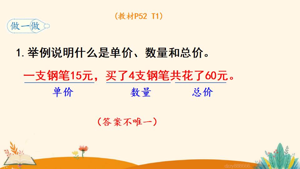 四年级上册数学资料《单价、数量和总价》PPT课件（2024年）共12页